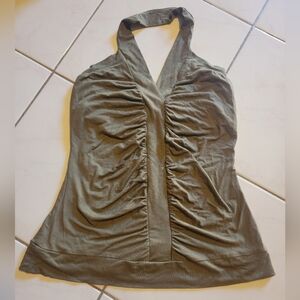 Womens halter neck top,three dots,size small,khaki